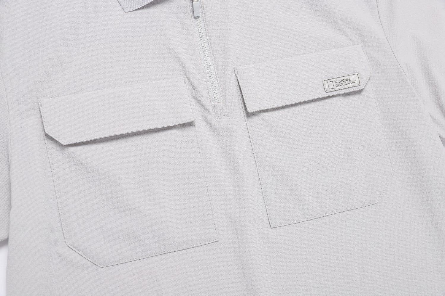 AIR SEERSUCKER HALF-ZIP BASIC FIT POLO SHIRT URBAN ICE