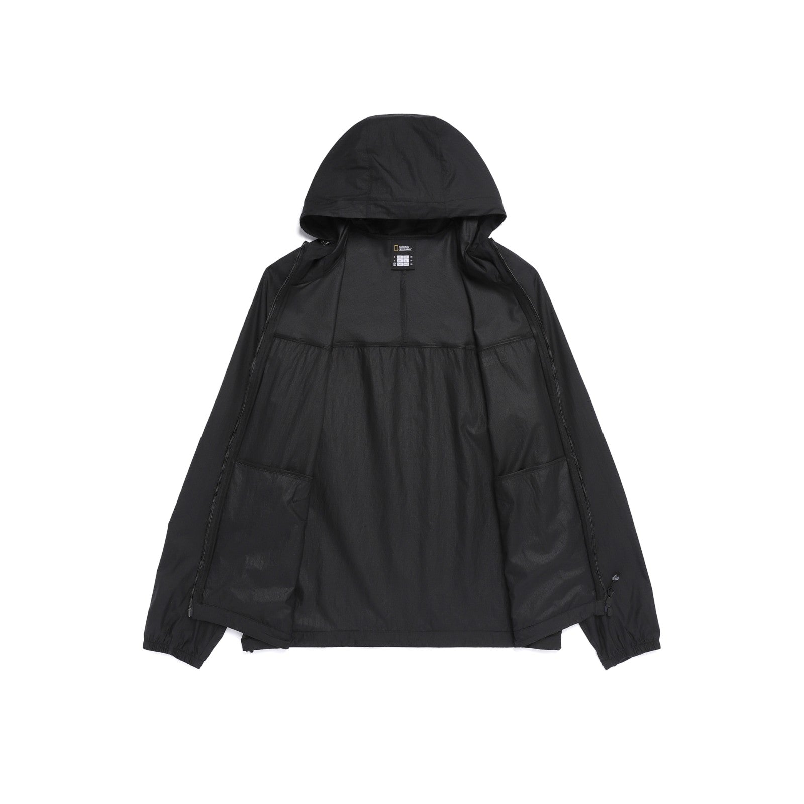 LIGHT PACK HOODED FULL ZIP UP WINDBREAKER BLACK