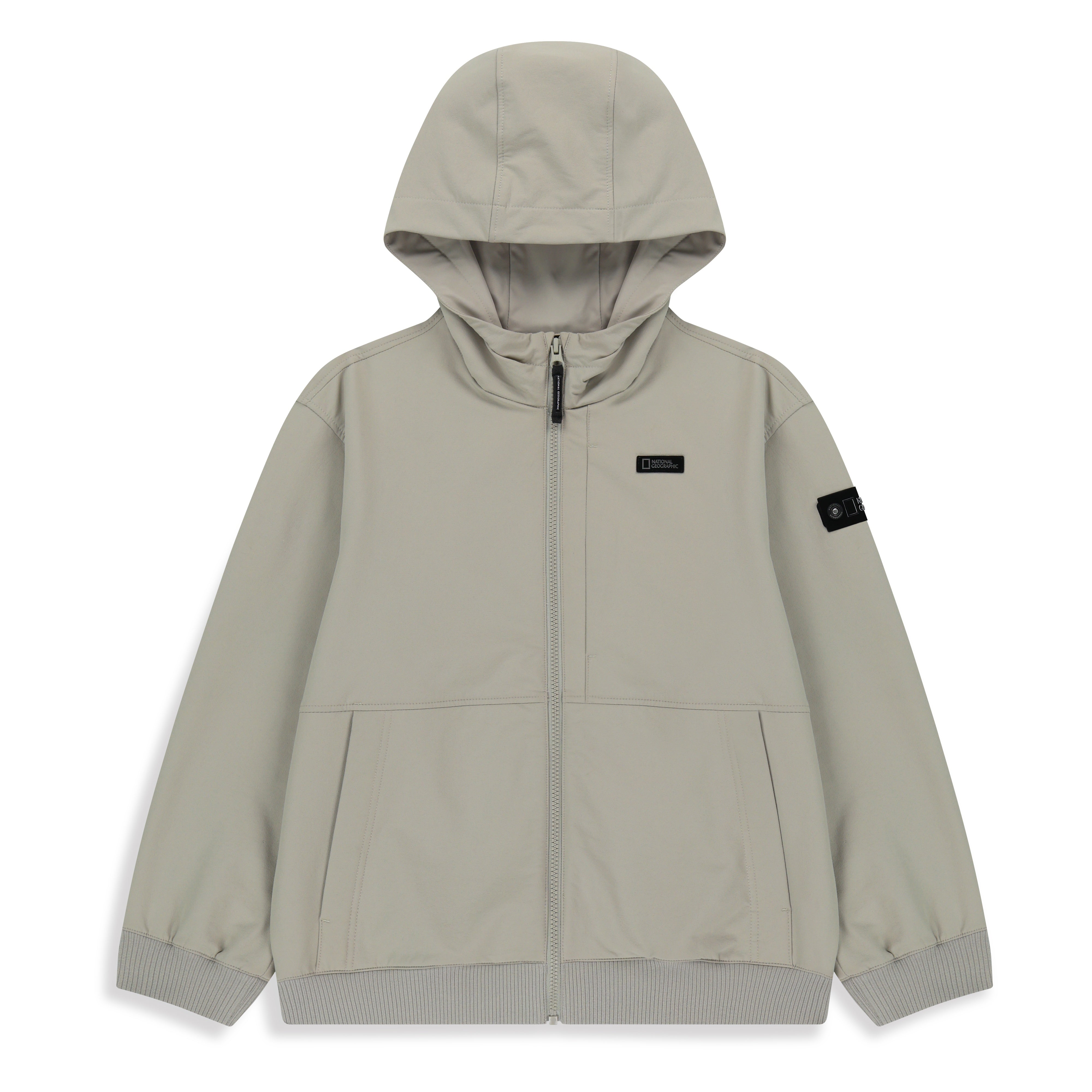 KIDS ADVENTURE ARCHELON DOUBLE-WARM HOODIE FULL ZIP UP GRAY BEIGE