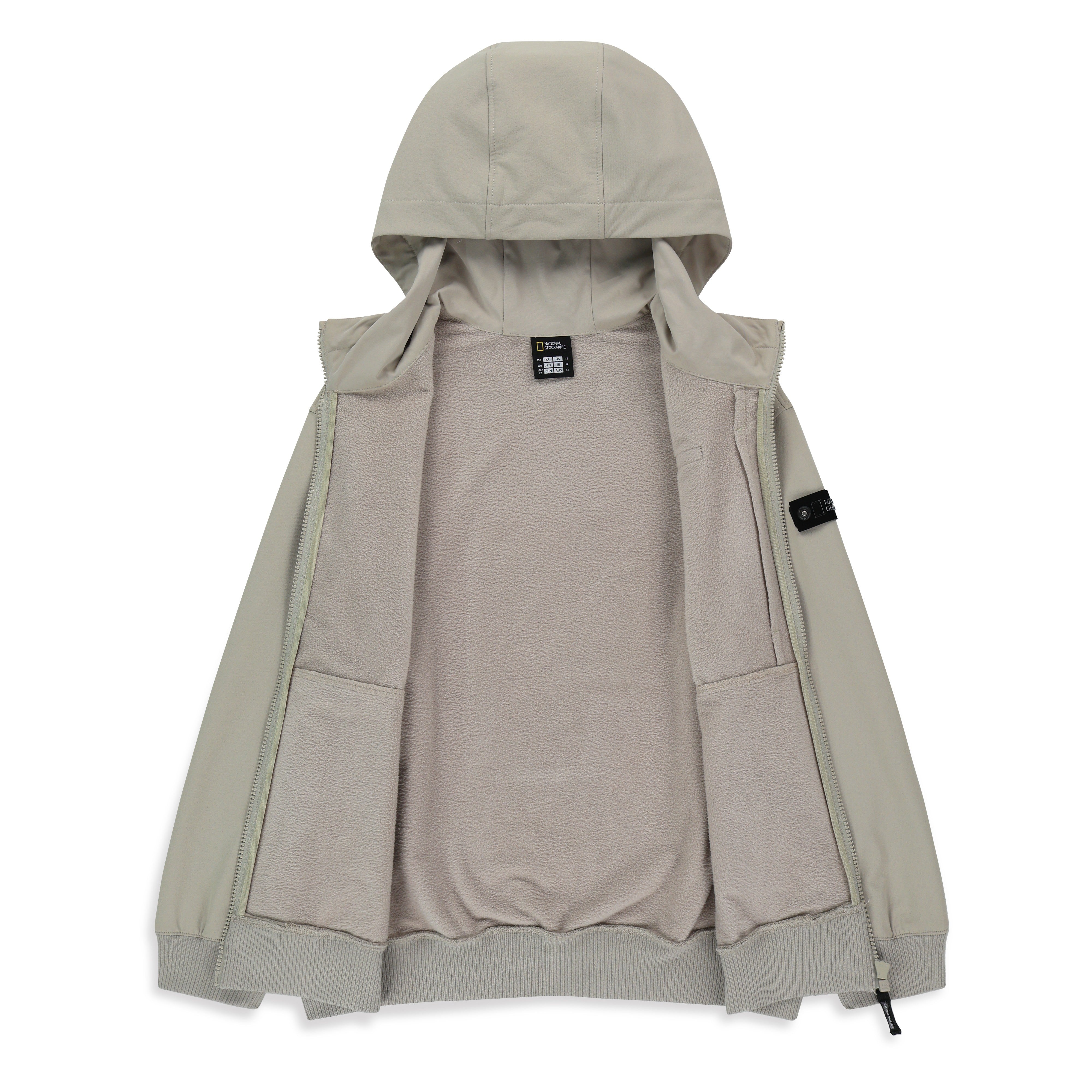 KIDS ADVENTURE ARCHELON DOUBLE-WARM HOODIE FULL ZIP UP GRAY BEIGE