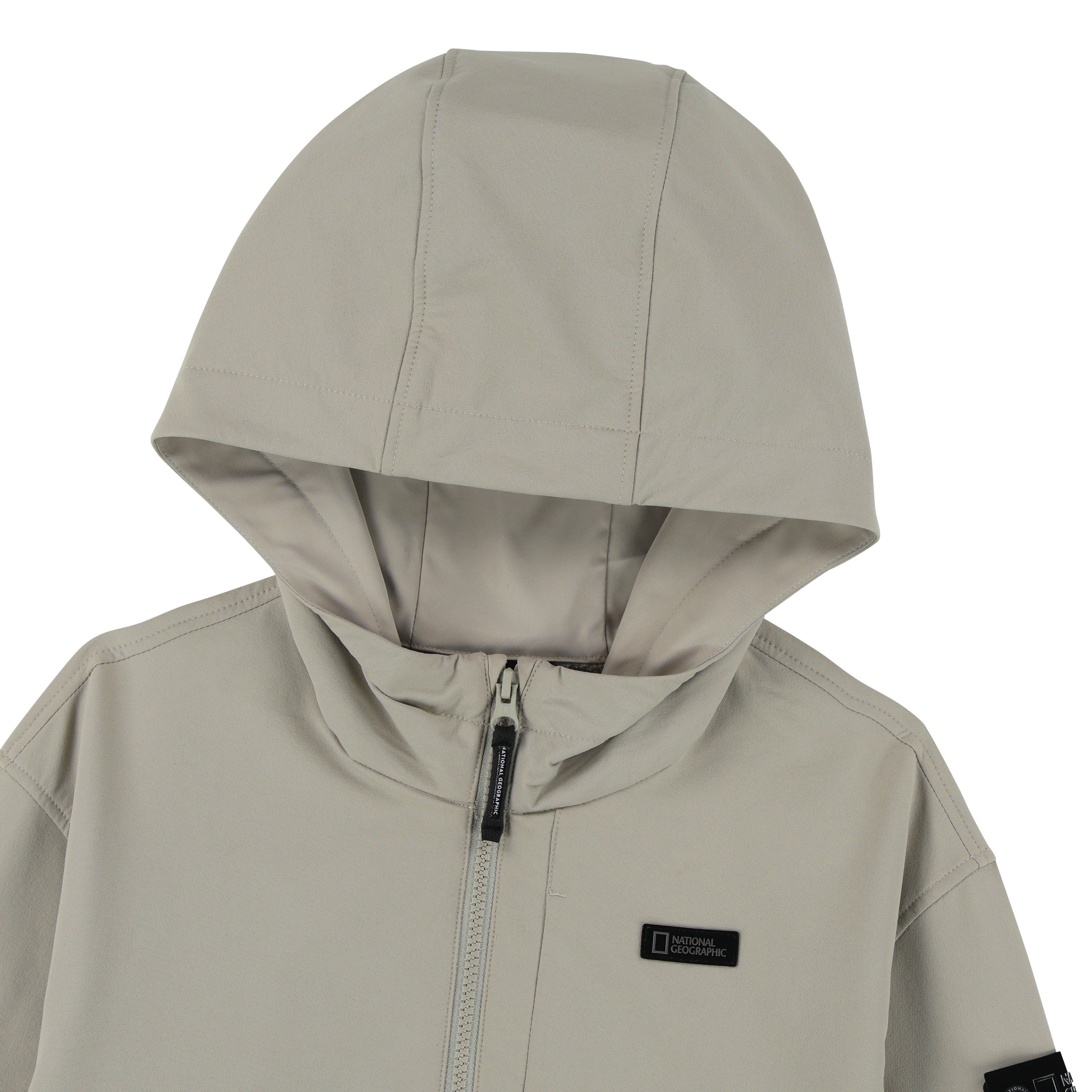 KIDS ADVENTURE ARCHELON DOUBLE-WARM HOODIE FULL ZIP UP GRAY BEIGE