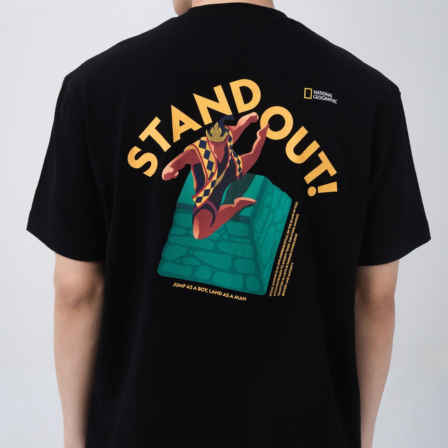 INDONESIA NIAS JUMP T-SHIRT (SEMI OVER FIT) BLACK