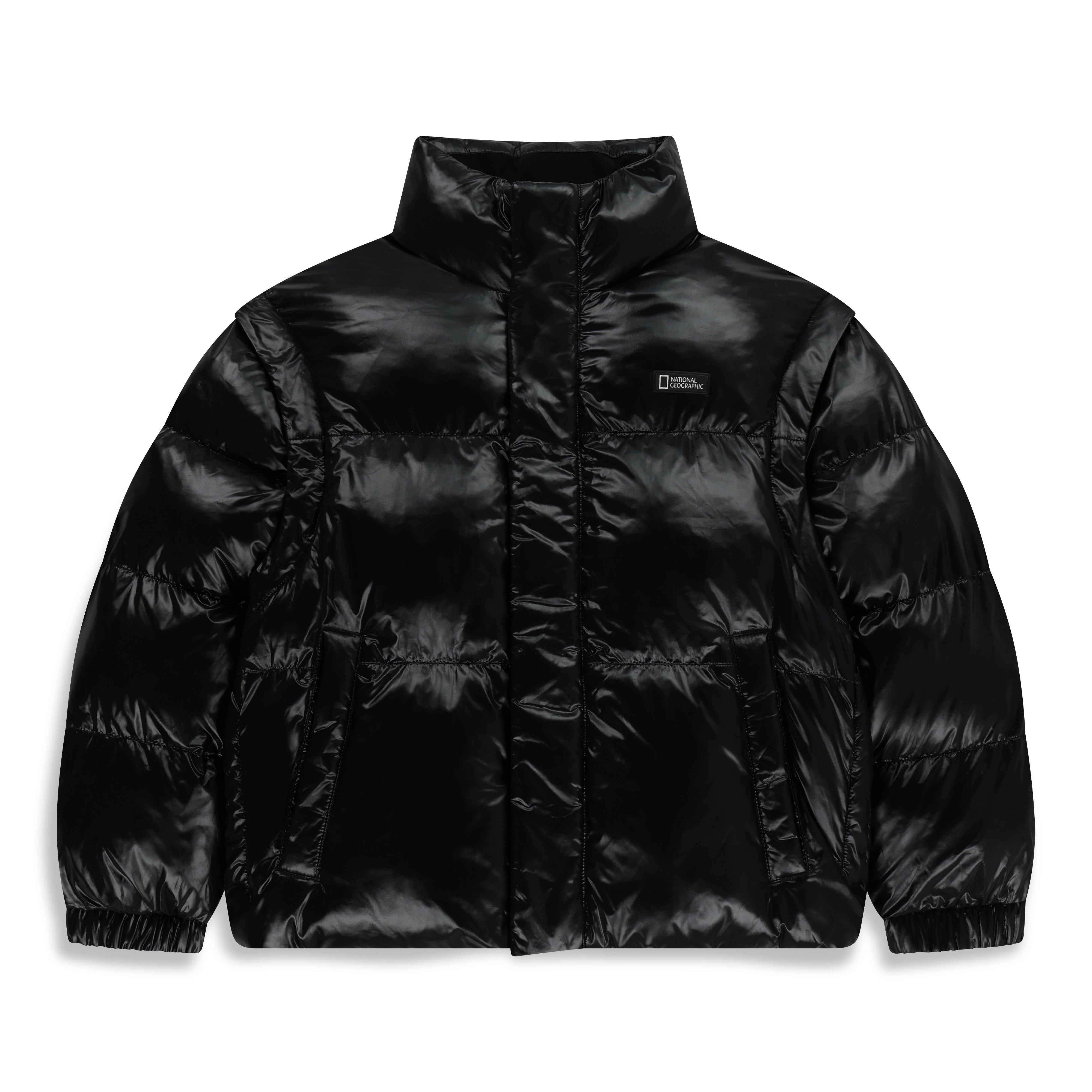 KIDS GLOSSY 2 WAY PADDING JUMPER CARBON BLACK