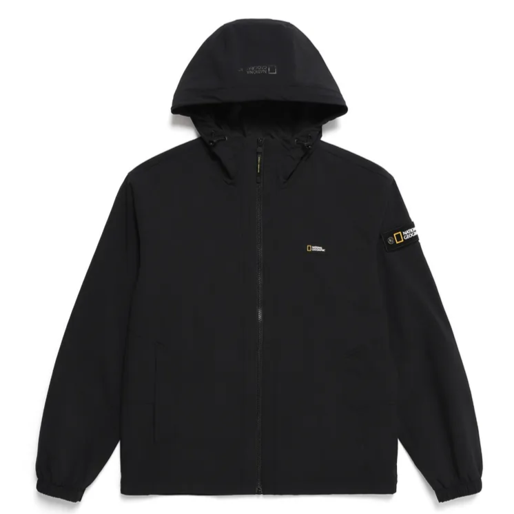 ARCHELON STRETCHED WOVEN ZIP-UP HOODIE CARBON BLACK