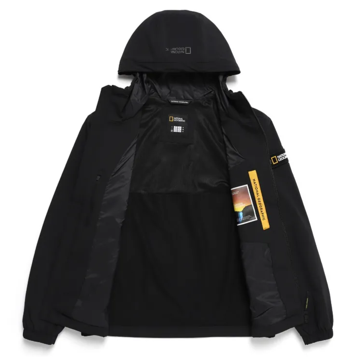 ARCHELON STRETCHED WOVEN ZIP-UP HOODIE CARBON BLACK