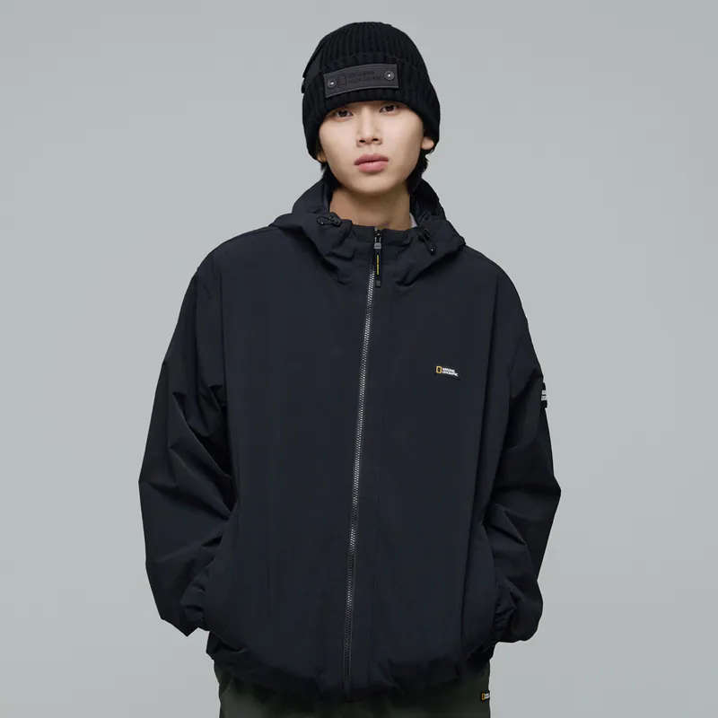 ARCHELON STRETCHED WOVEN ZIP-UP HOODIE CARBON BLACK