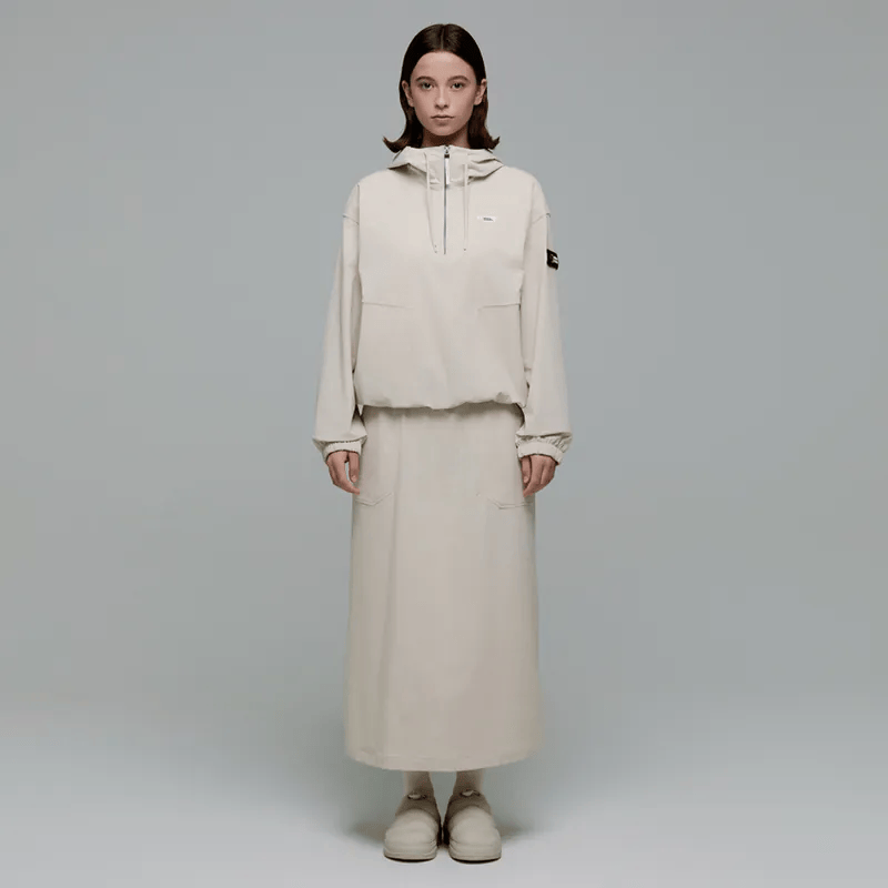 WOMEN'S ARCHELON STRETCHED WOVEN HOODIE ANORAK L/BEIGE