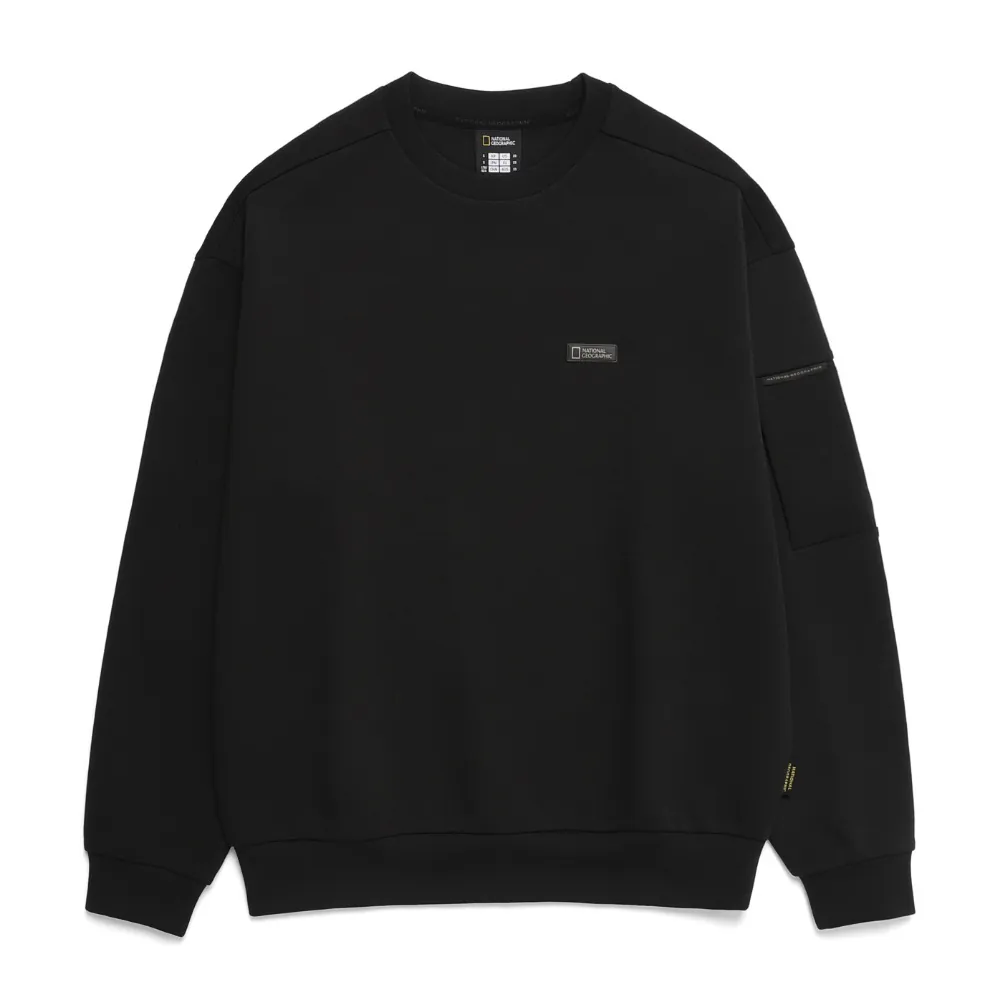 CANI SLEEVE POCKET SMALL LOGO SEMI-OVERFIT SWEATSHIRT CARBON BLACK