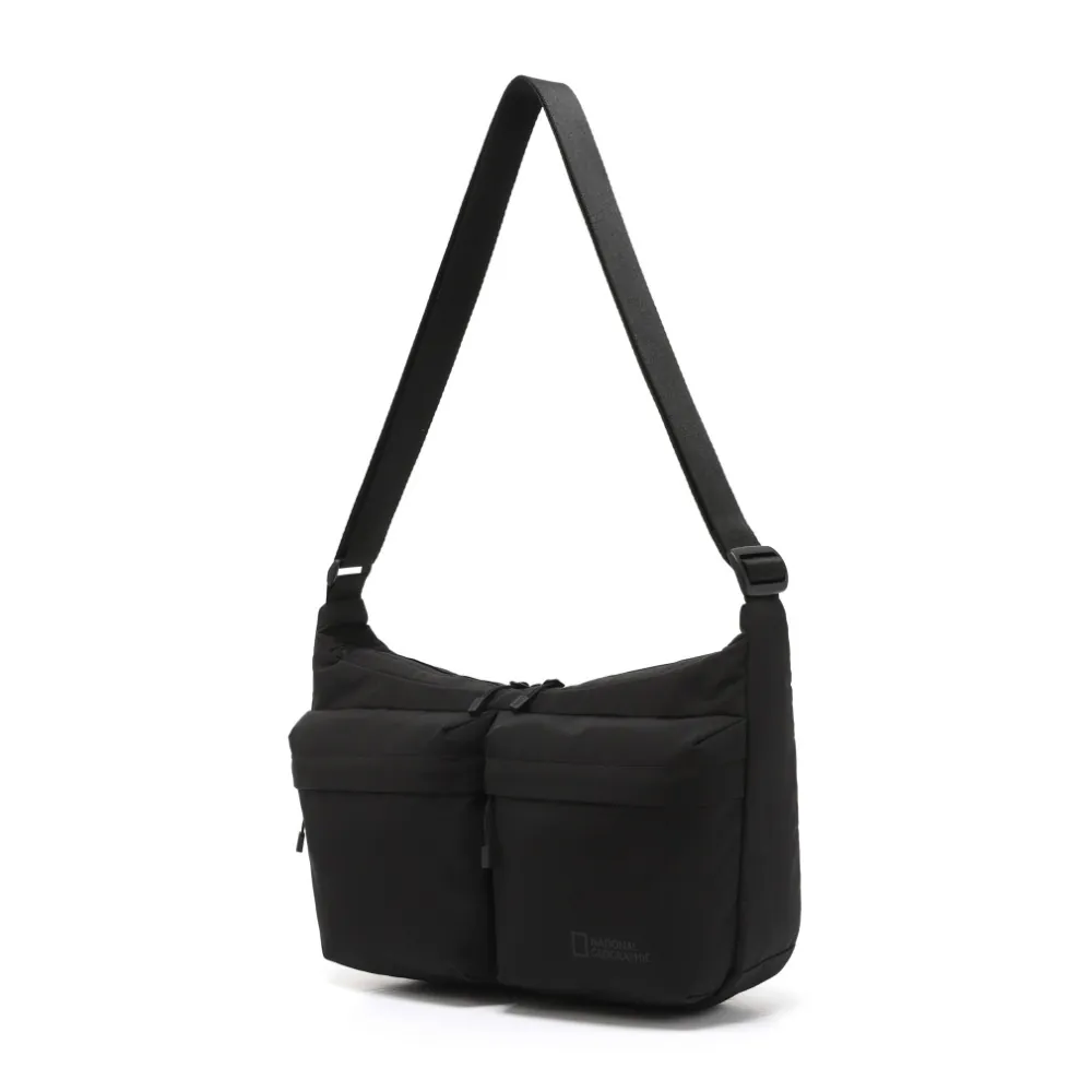 DOUBLE POCKET CROSSBODY BAG BLACK