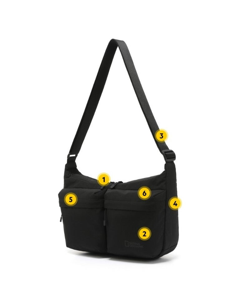 DOUBLE POCKET CROSSBODY BAG BLACK