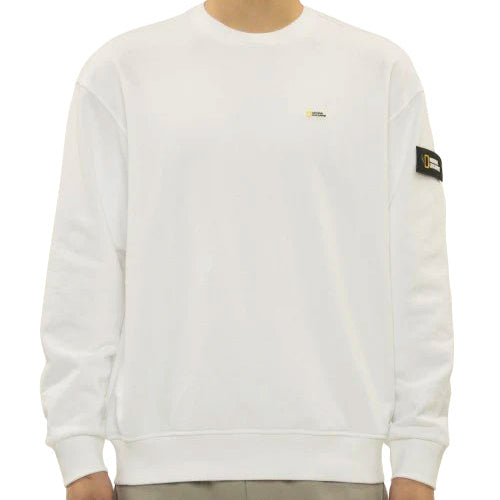 UNISEX GLACIER GRAPHIC SEMI-OVERSIZED SWEATSHIRT - WHITE