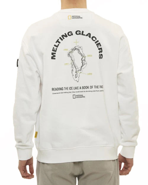 UNISEX GLACIER GRAPHIC SEMI-OVERSIZED SWEATSHIRT - WHITE