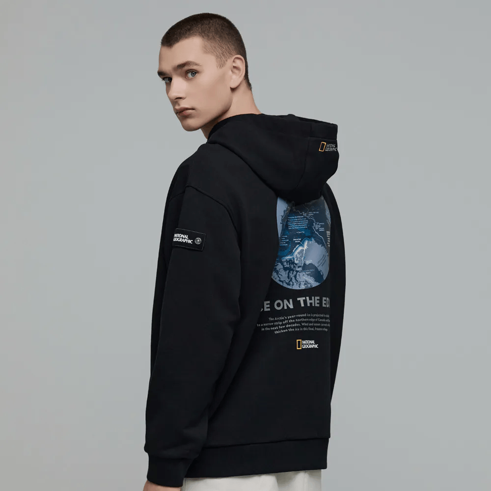 GLACIER CONCEPT GRAPHIC SEMI-OVERSIZE HOODIE CARBON BLACK
