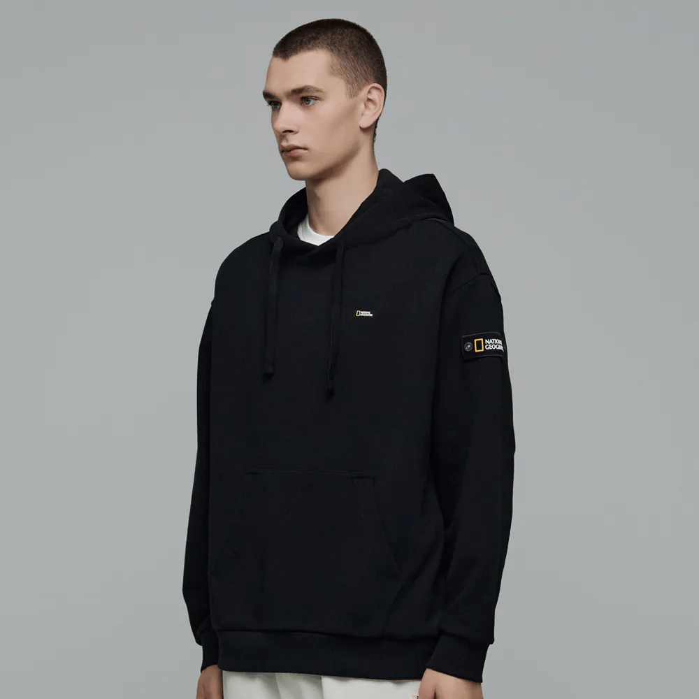 GLACIER CONCEPT GRAPHIC SEMI-OVERSIZE HOODIE CARBON BLACK