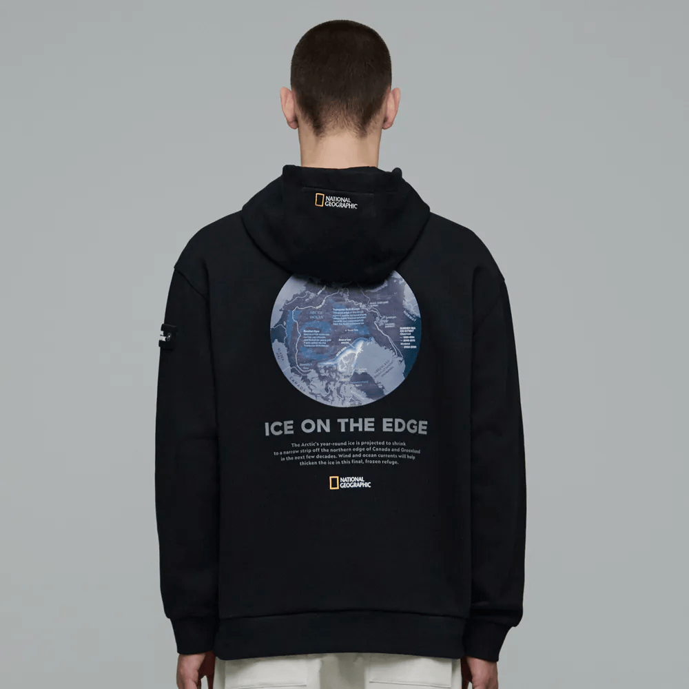 GLACIER CONCEPT GRAPHIC SEMI-OVERSIZE HOODIE CARBON BLACK