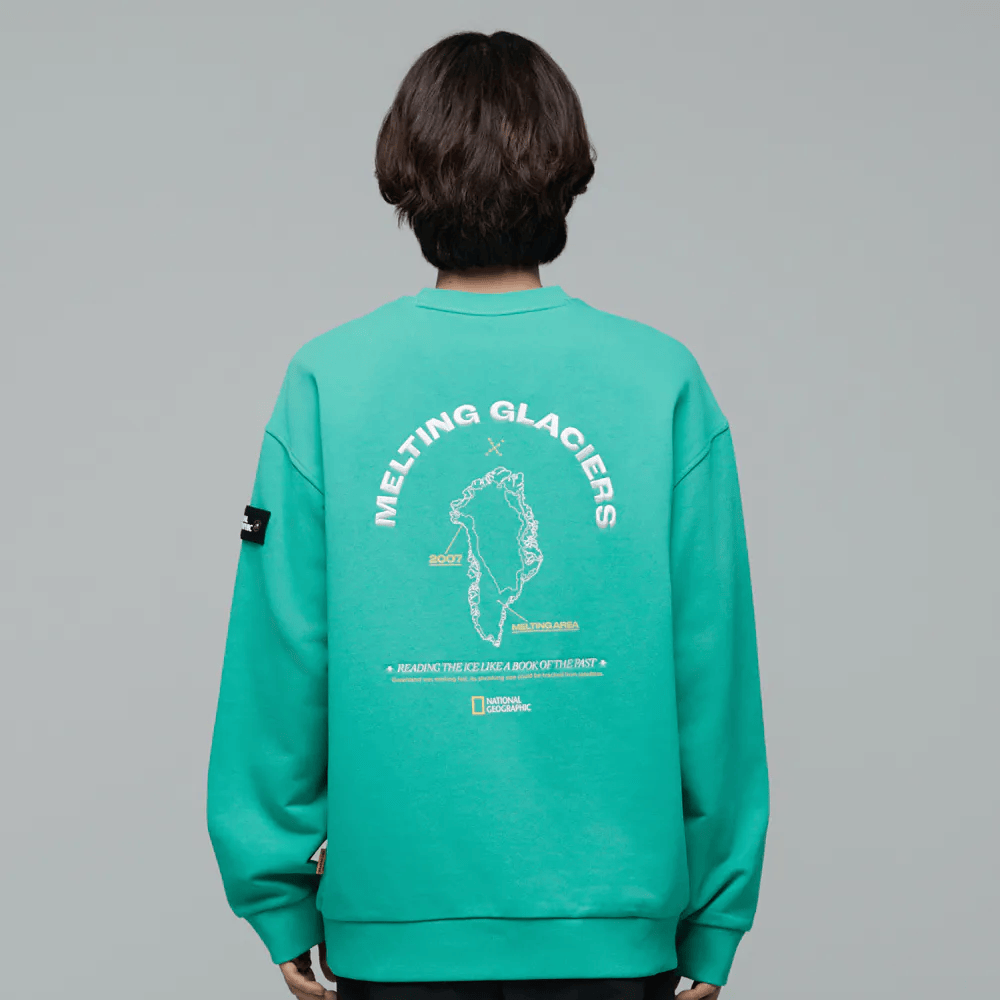 UNISEX GLACIER GRAPHIC SEMI-OVERSIZED SWEATSHIRT - MINT