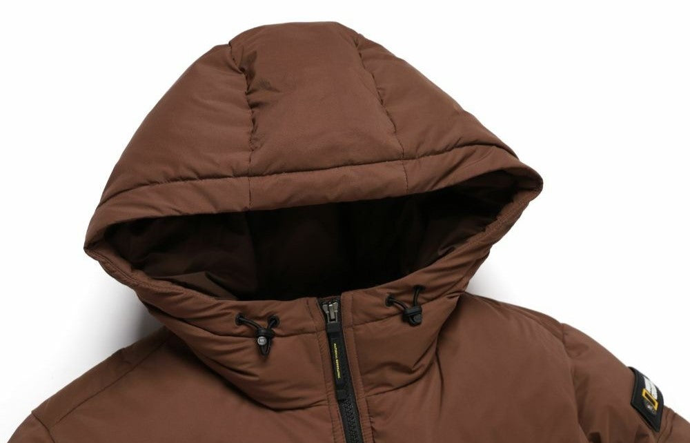 (HUNGARIAN GOOSE DOWN) WOMEN'S GOLDEN MOLE CROPPED HOODIE DOWN JACKET BRICK