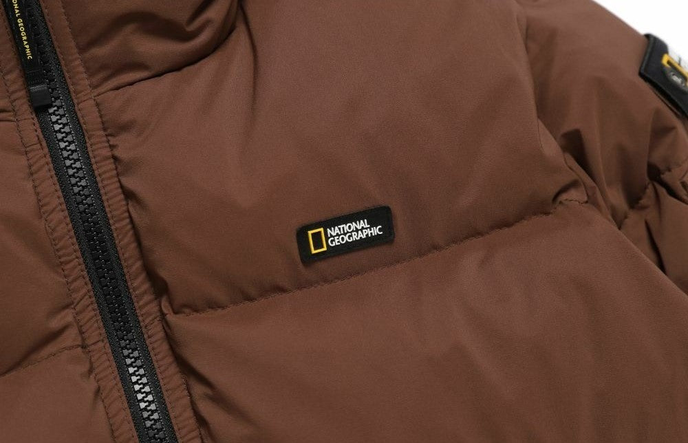 (HUNGARIAN GOOSE DOWN) WOMEN'S GOLDEN MOLE CROPPED HOODIE DOWN JACKET BRICK