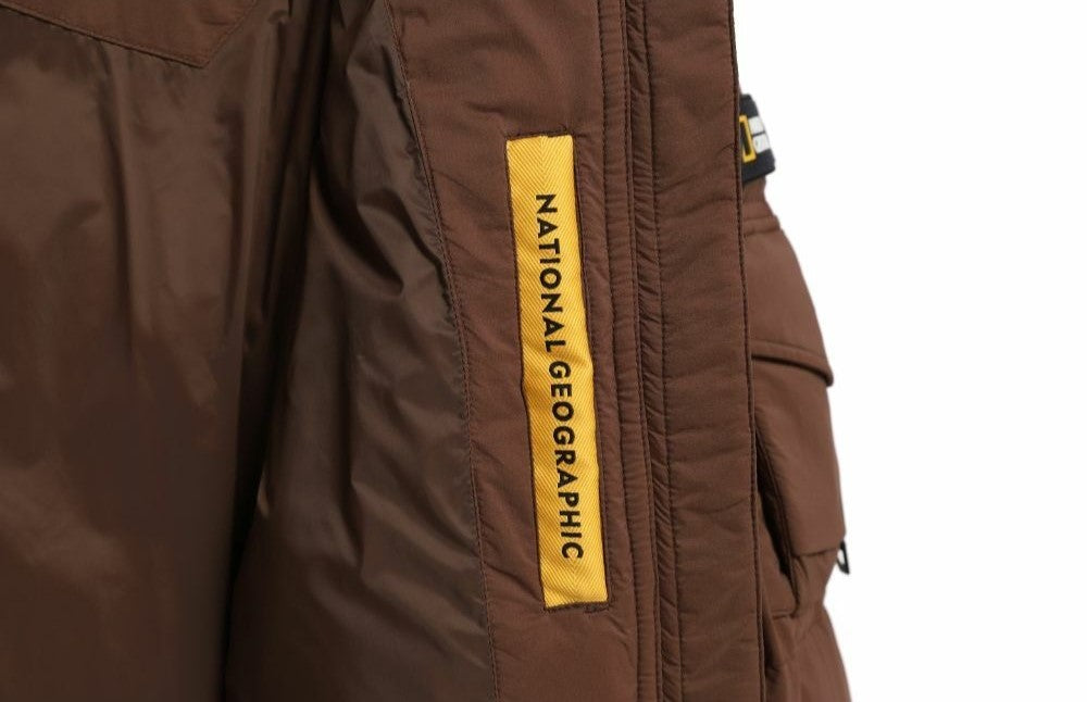 (HUNGARIAN GOOSE DOWN) WOMEN'S GOLDEN MOLE CROPPED HOODIE DOWN JACKET BRICK