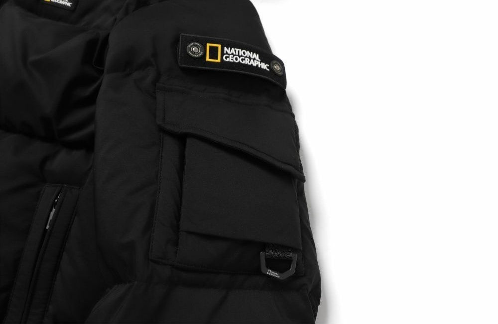 (HUNGARIAN GOOSE DOWN) WOMEN'S GOLDEN MOLE CROPPED HOODIE DOWN JACKET CARBON BLACK