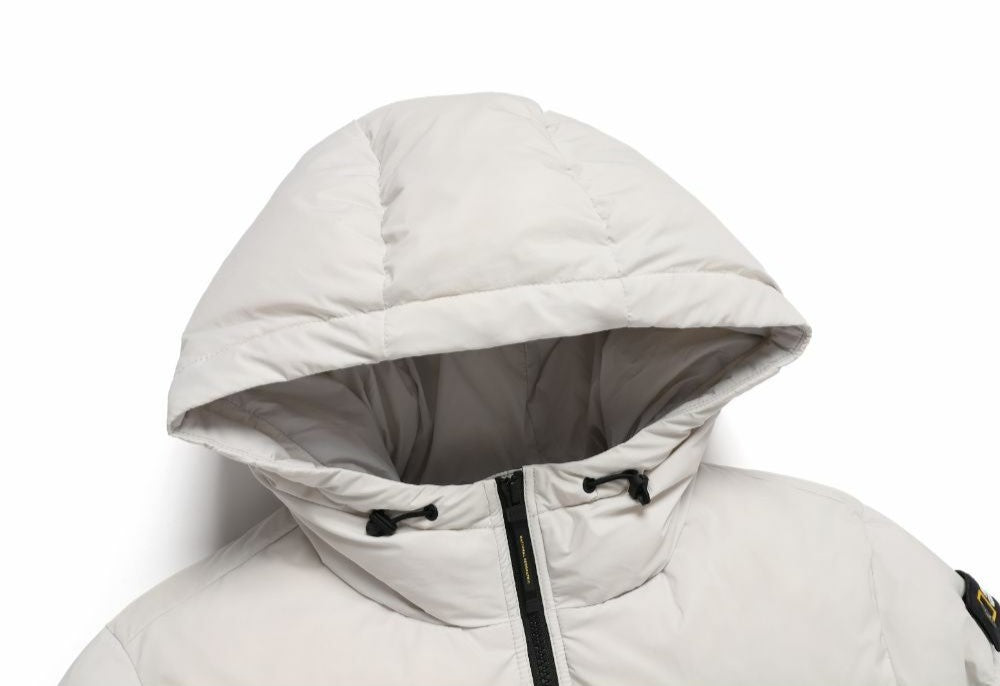 (HUNGARIAN GOOSE DOWN) WOMEN'S GOLDEN MOLE CROPPED HOODIE DOWN JACKET ICE GREY