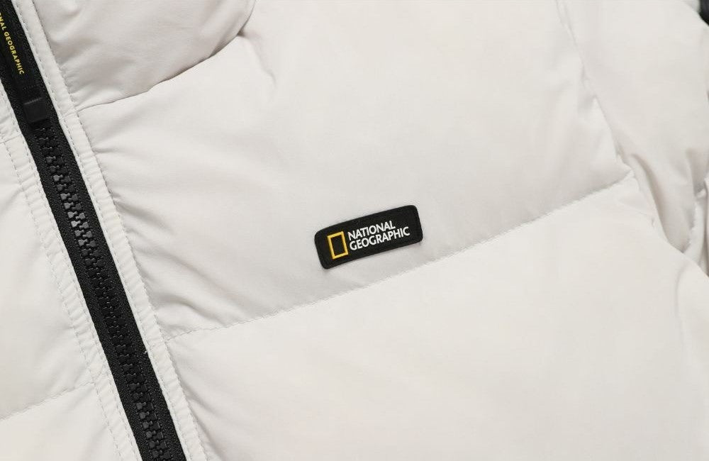 (HUNGARIAN GOOSE DOWN) WOMEN'S GOLDEN MOLE CROPPED HOODIE DOWN JACKET ICE GREY