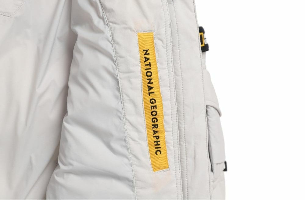 (HUNGARIAN GOOSE DOWN) WOMEN'S GOLDEN MOLE CROPPED HOODIE DOWN JACKET ICE GREY