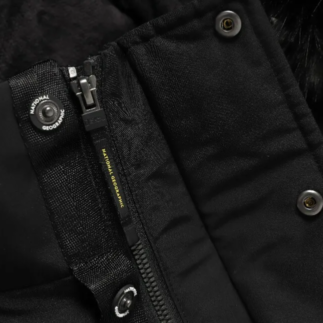 WOMEN'S TARUGA FUR TRIM HOODIE DOWN JACKET CARBON BLACK
