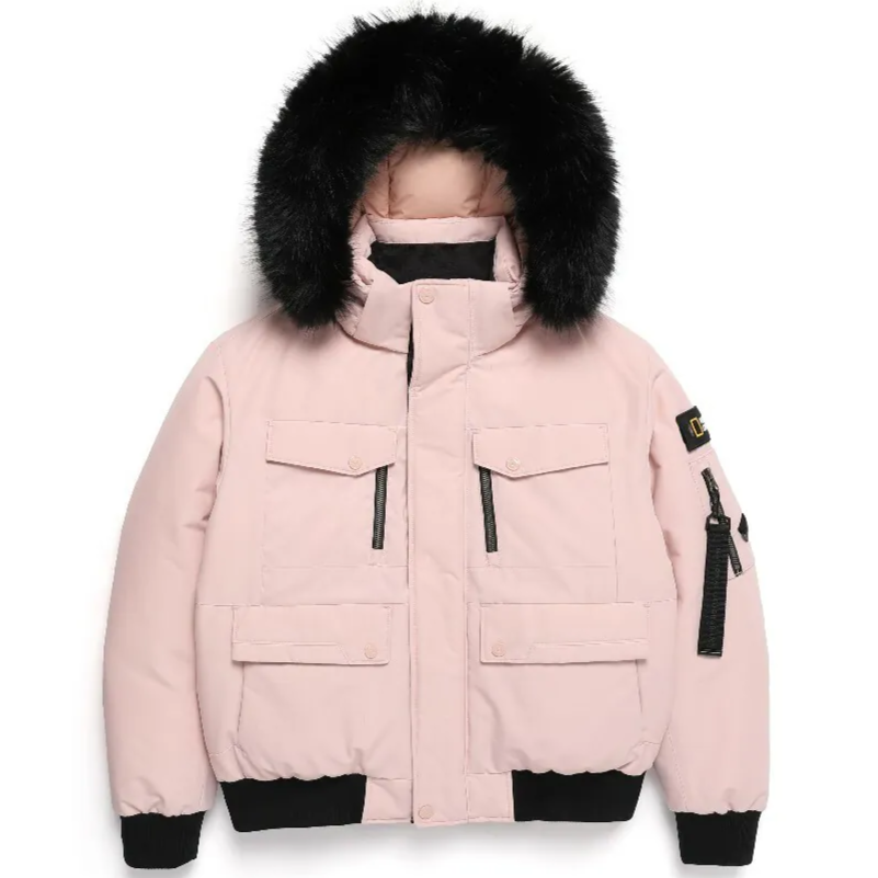 WOMEN'S TARUGA FUR TRIM HOODIE DOWN JACKET INDI PINK