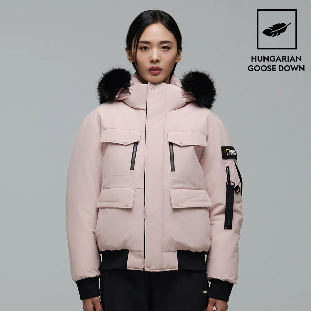 WOMEN'S TARUGA FUR TRIM HOODIE DOWN JACKET INDI PINK