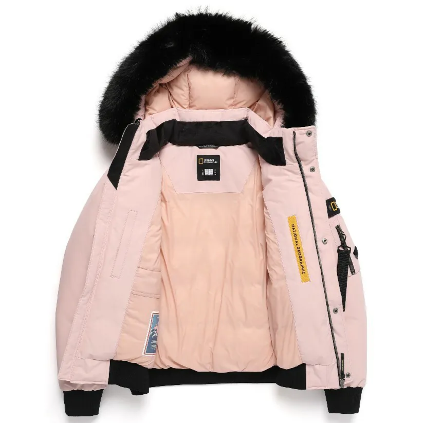 WOMEN'S TARUGA FUR TRIM HOODIE DOWN JACKET INDI PINK