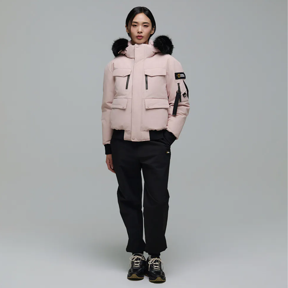 WOMEN'S TARUGA FUR TRIM HOODIE DOWN JACKET INDI PINK