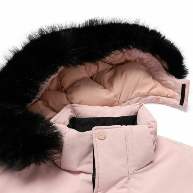 WOMEN'S TARUGA FUR TRIM HOODIE DOWN JACKET INDI PINK