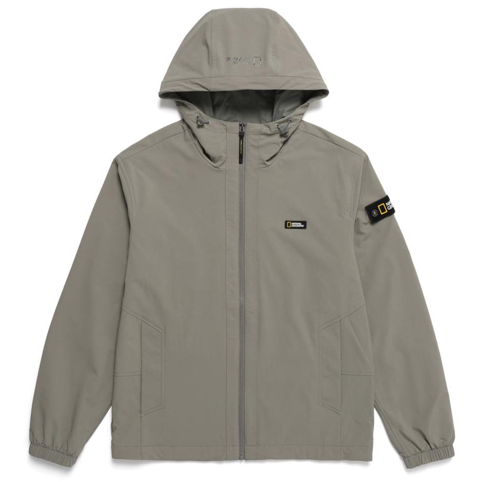 ARCHELON STRETCHED WOVEN ZIP-UP HOODIE LICHEN KHAKI