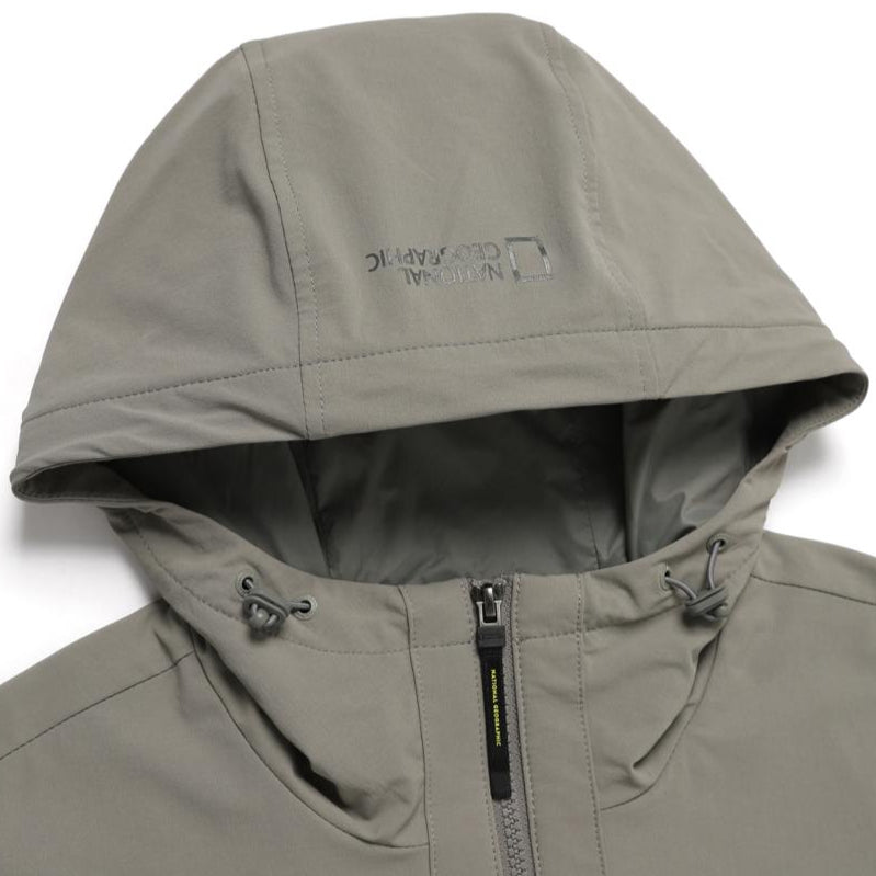 ARCHELON STRETCHED WOVEN ZIP-UP HOODIE LICHEN KHAKI