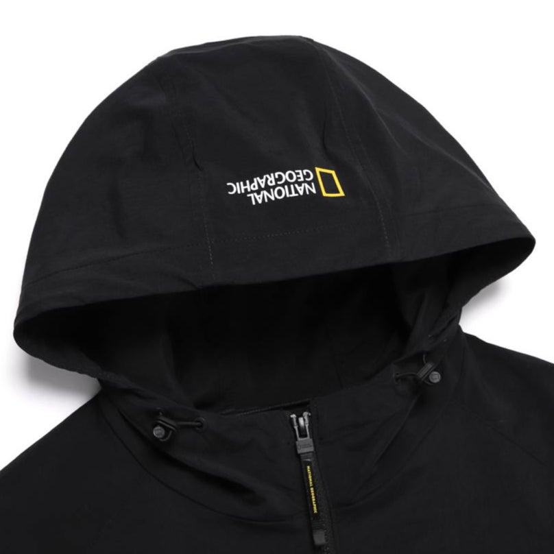 WOMEN'S CYGNUS WOVEN STRETCH FULL ZIP UP HOODIE CARBON BLACK