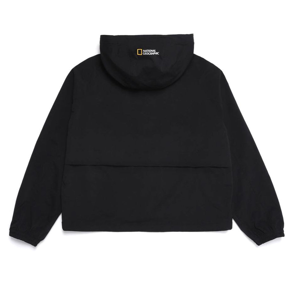 WOMEN'S CYGNUS WOVEN STRETCH FULL ZIP UP HOODIE CARBON BLACK