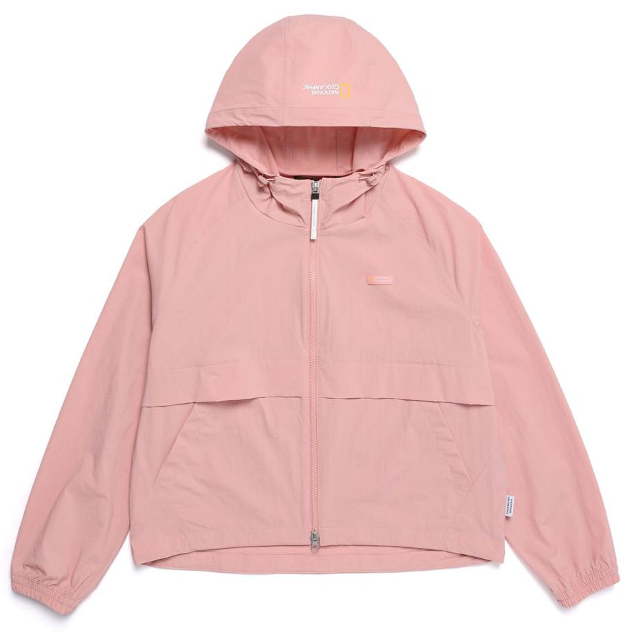 WOMEN'S CYGNUS WOVEN STRETCH FULL ZIP UP HOODIE DARK PEACH