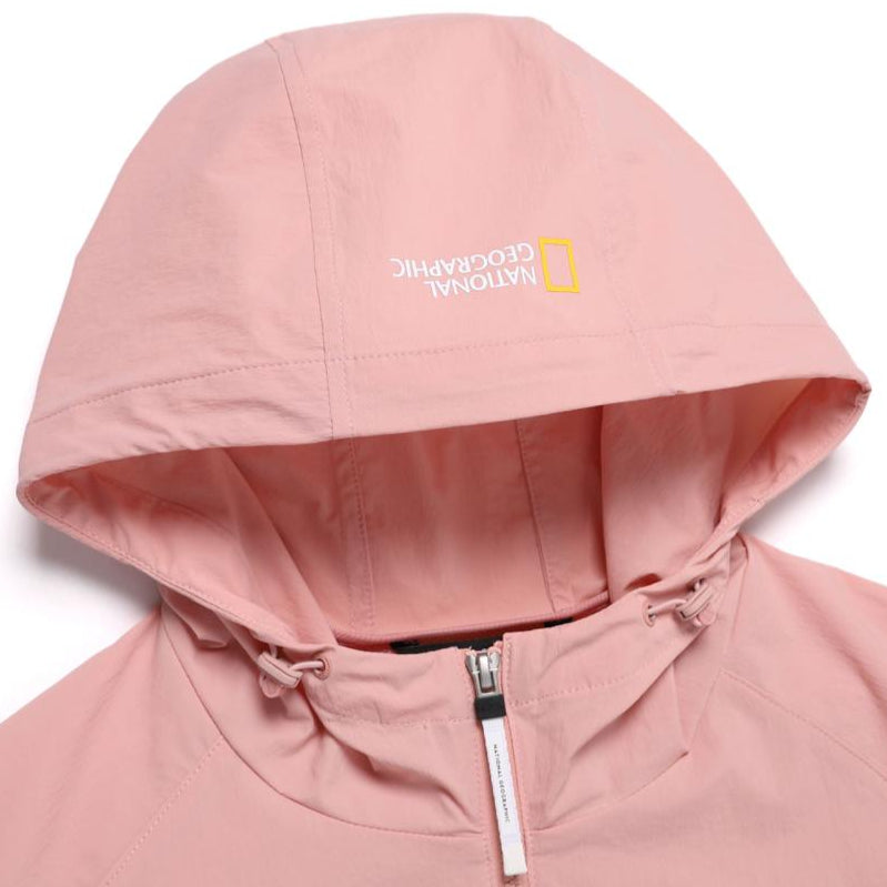 WOMEN'S CYGNUS WOVEN STRETCH FULL ZIP UP HOODIE DARK PEACH