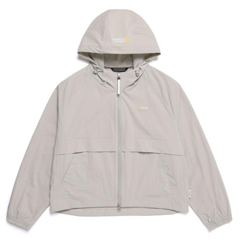 WOMEN'S CYGNUS WOVEN STRETCH FULL ZIP UP HOODIE MOURNING BEIGE