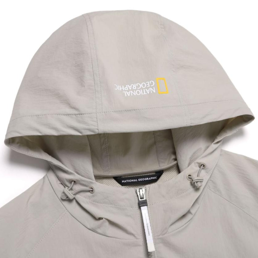 WOMEN'S CYGNUS WOVEN STRETCH FULL ZIP UP HOODIE MOURNING BEIGE