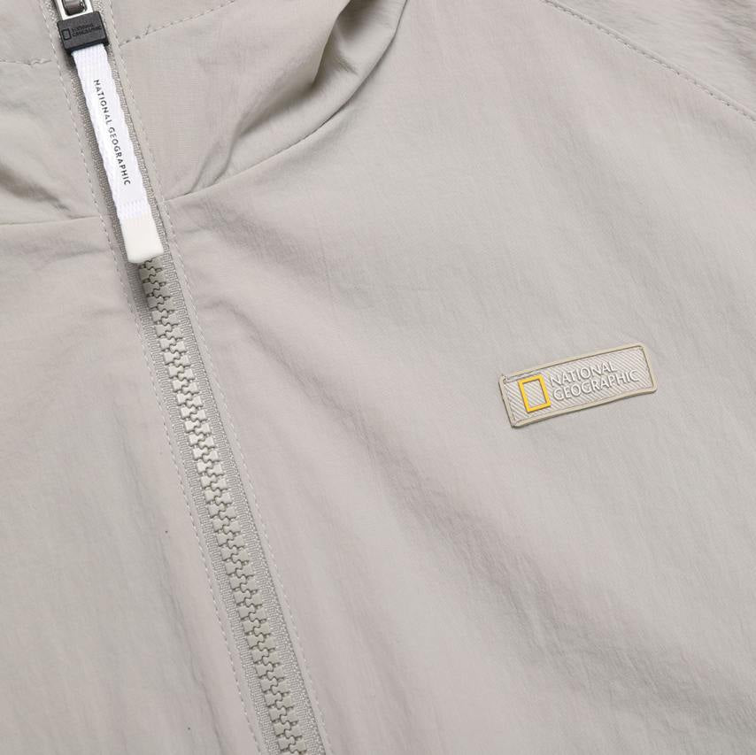 WOMEN'S CYGNUS WOVEN STRETCH FULL ZIP UP HOODIE MOURNING BEIGE