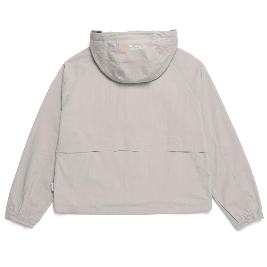 WOMEN'S CYGNUS WOVEN STRETCH FULL ZIP UP HOODIE MOURNING BEIGE