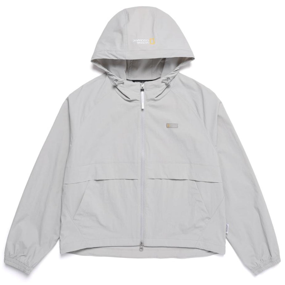 WOMEN'S CYGNUS WOVEN STRETCH FULL ZIP UP HOODIE SILVER GREY
