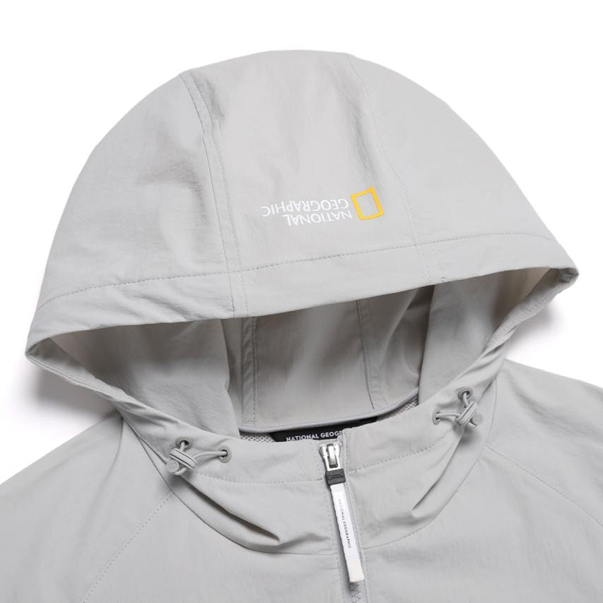 WOMEN'S CYGNUS WOVEN STRETCH FULL ZIP UP HOODIE SILVER GREY