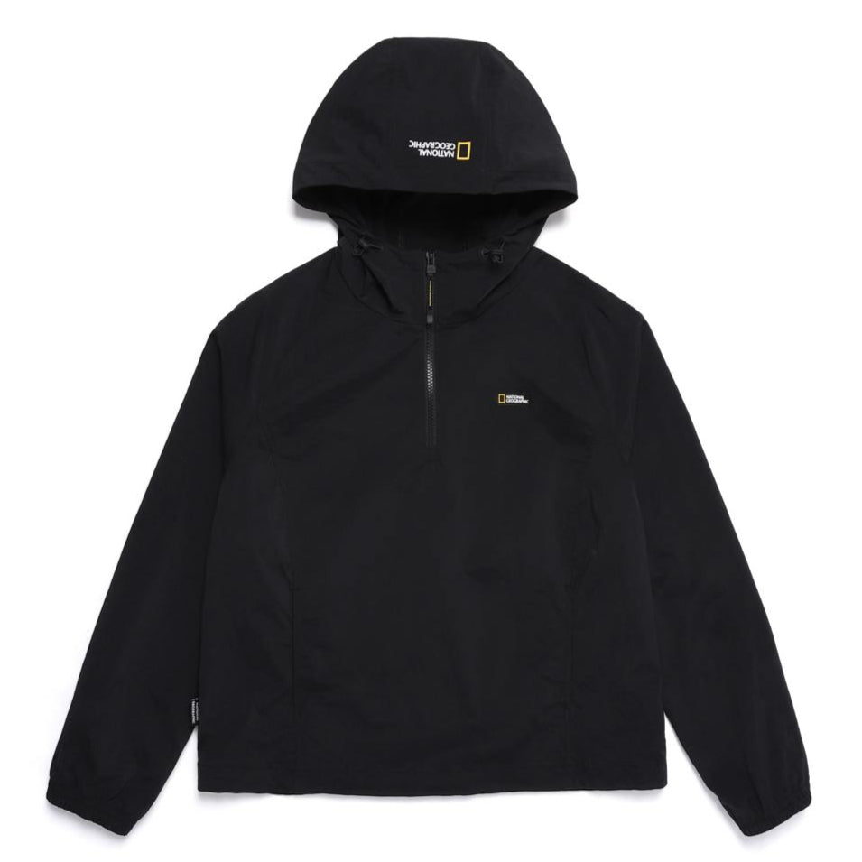 WOMEN'S CYGNUS WOVEN STRETCH HOODIE ANORAK CARBON BLACK