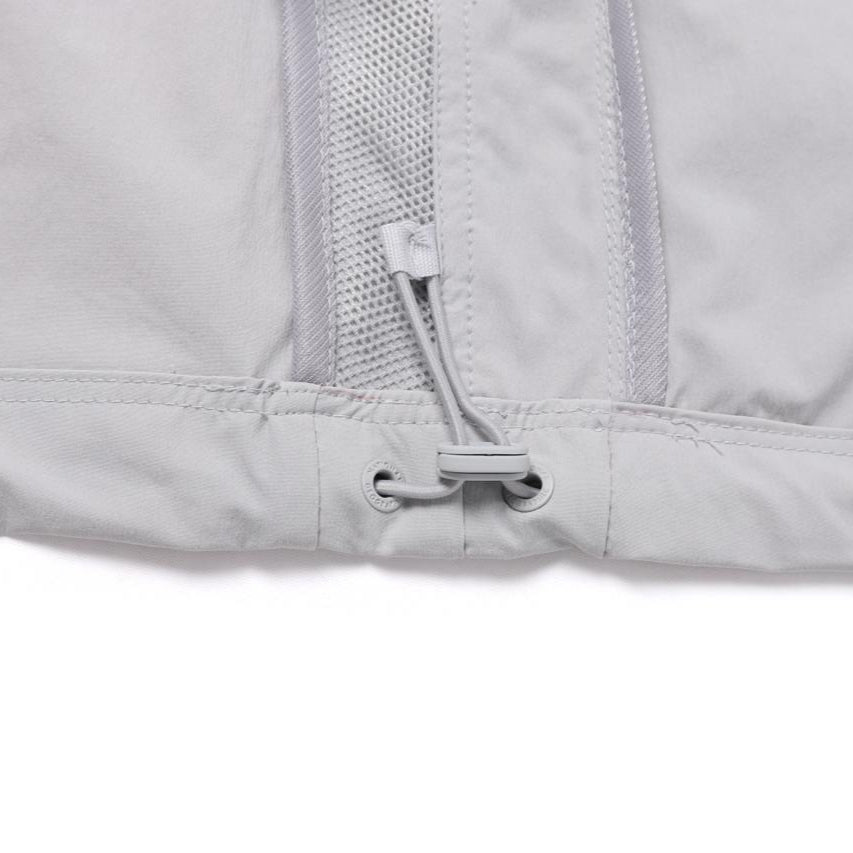 ADELIE LIGHT WOVEN STRETCH FULL ZIP UP HOODIE JUMPER SILVER GREY