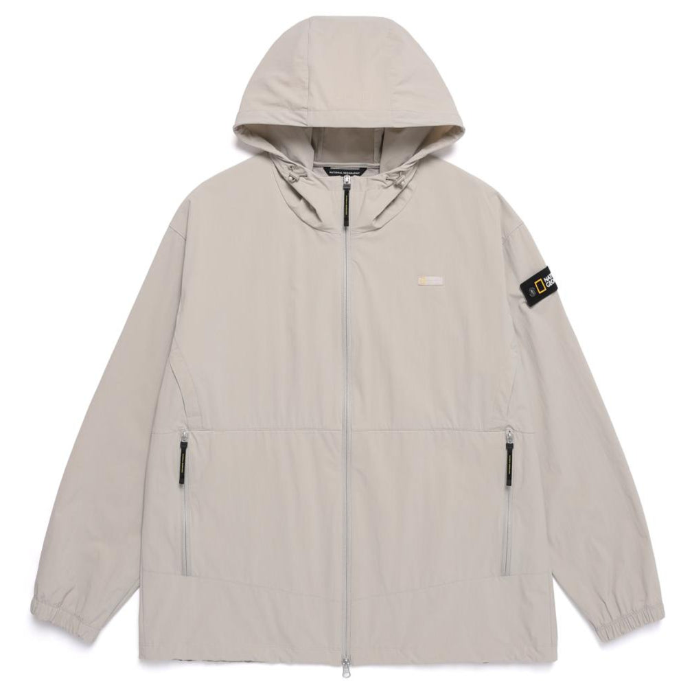 ADELIE LIGHT WOVEN STRETCH FULL ZIP UP HOODIE JUMPER AGATE GREY