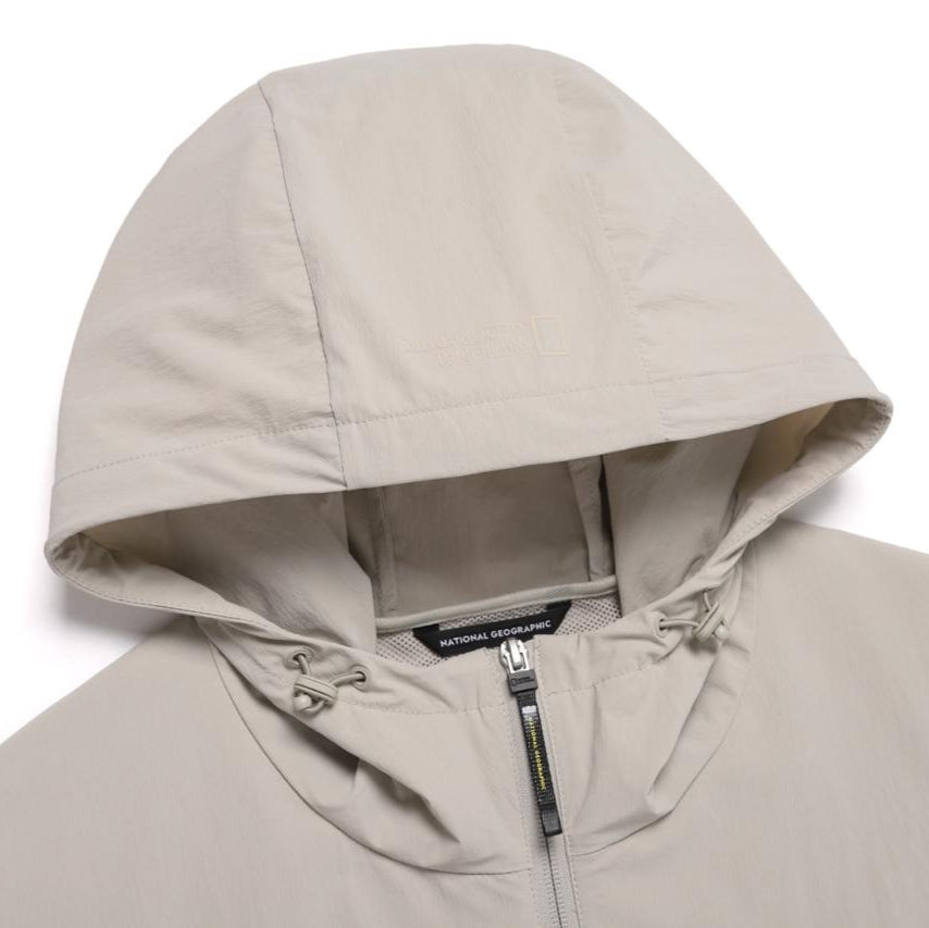 ADELIE LIGHT WOVEN STRETCH FULL ZIP UP HOODIE JUMPER AGATE GREY