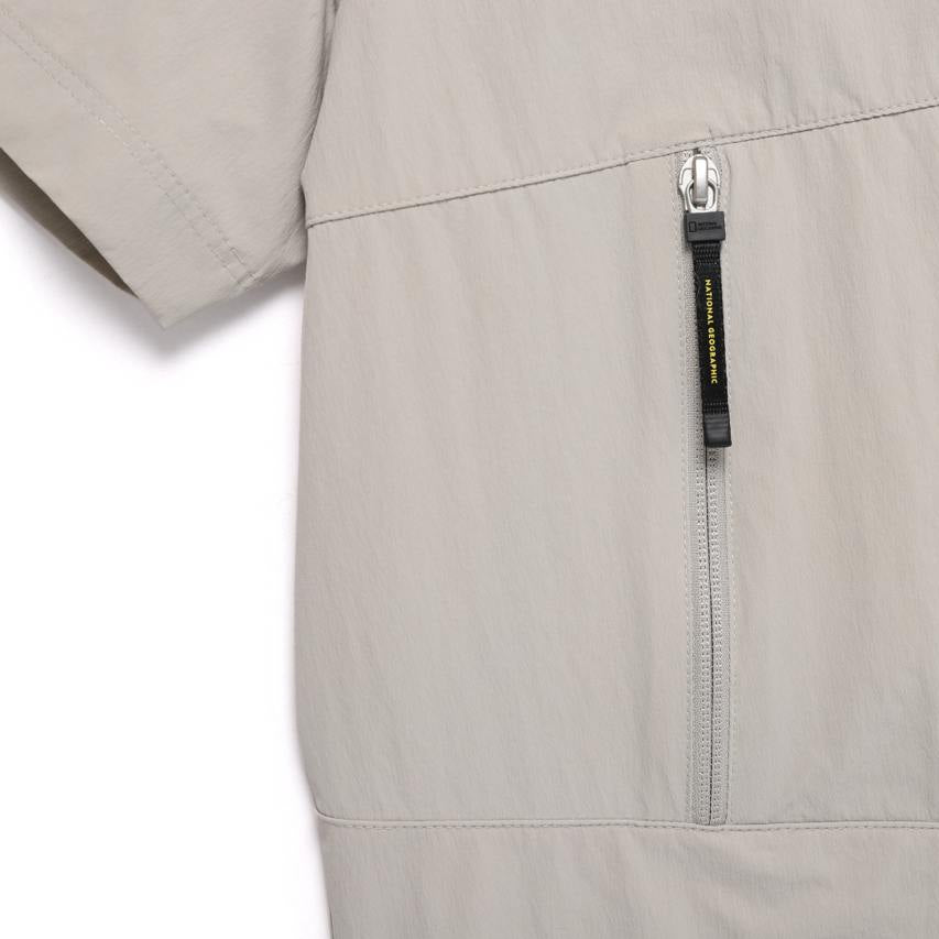 ADELIE LIGHT WOVEN STRETCH SHORT SLEEVE ANORAK AGATE GREY